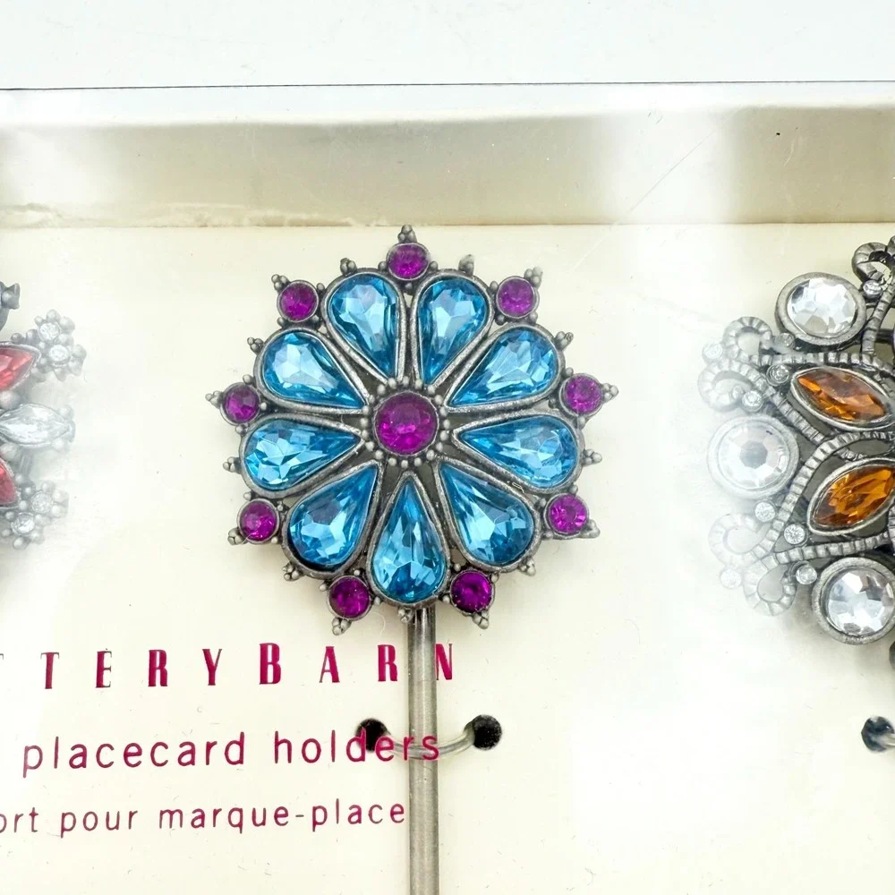 Pottery Barn Jewel Placecard Holders Set of 4, 20 Blank Cards Multicolor Jeweled